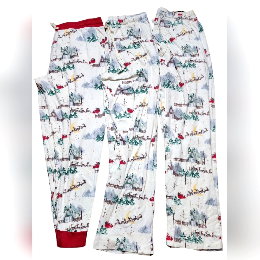 Set Of 3, Burt's Bees Pajama Bottoms with Holiday Print, Unisex, XXL
